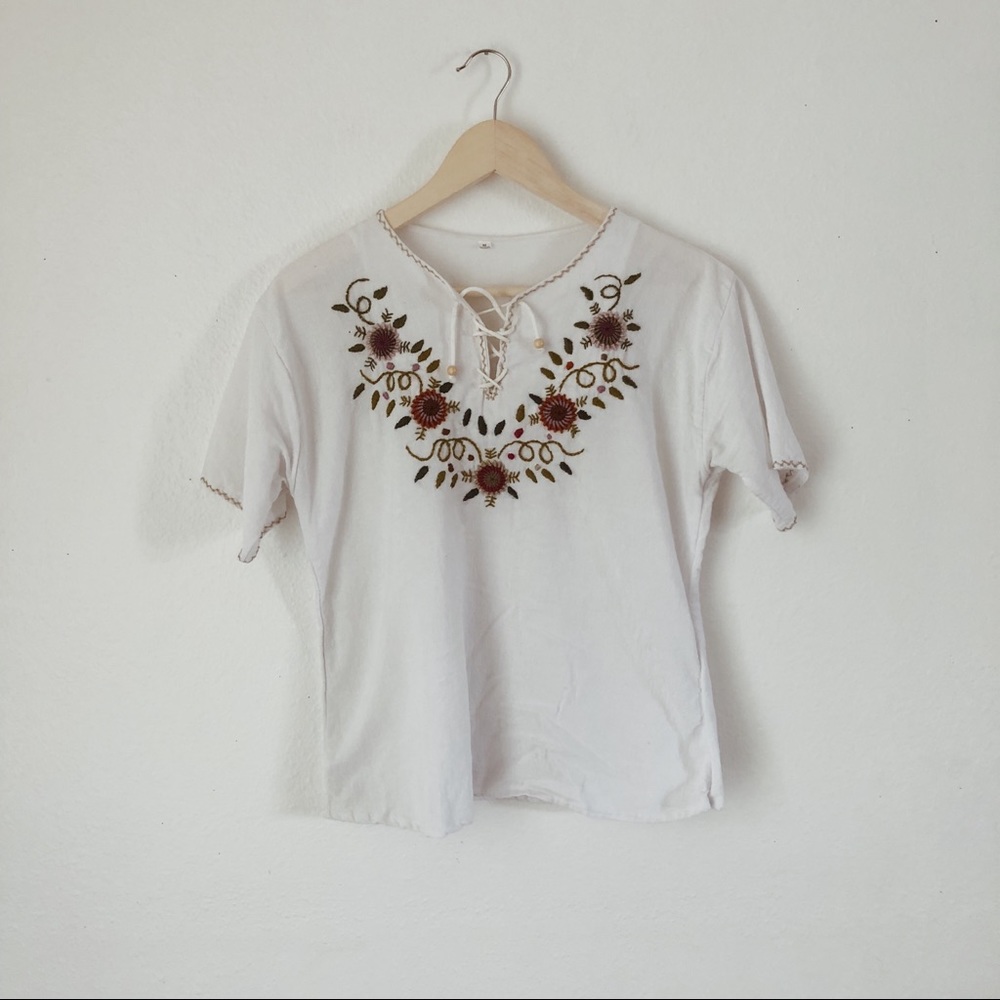 Artisan made Hand Embroidered Linen Top